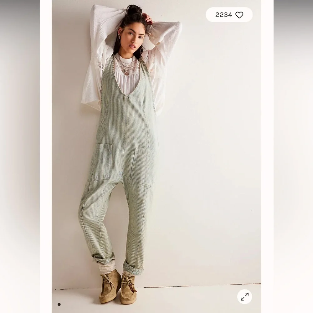 We The Free‎ - Free People High Roller Jumpsuit Overalls in cream